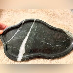 Black with Green Marble Decorative Tray with White Veining